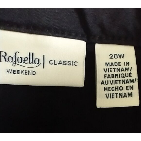 Rafaella Weekend Classic Pants Roll Tab Hem Pockets Black Cotton - 20W - Picture 8 of 9